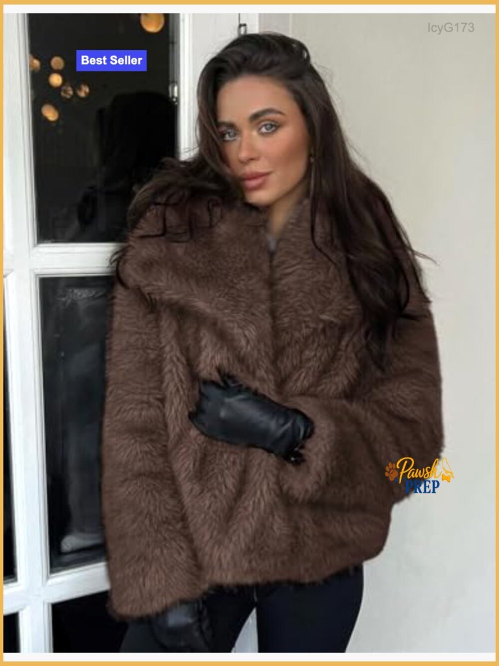 Cropped Faux Fur Coat Lapel Collar Shaggy Jacket for Women - Picture 2 of 7